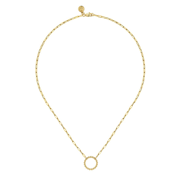 14K Yellow Gold Chain Necklace with Bujukan Circle