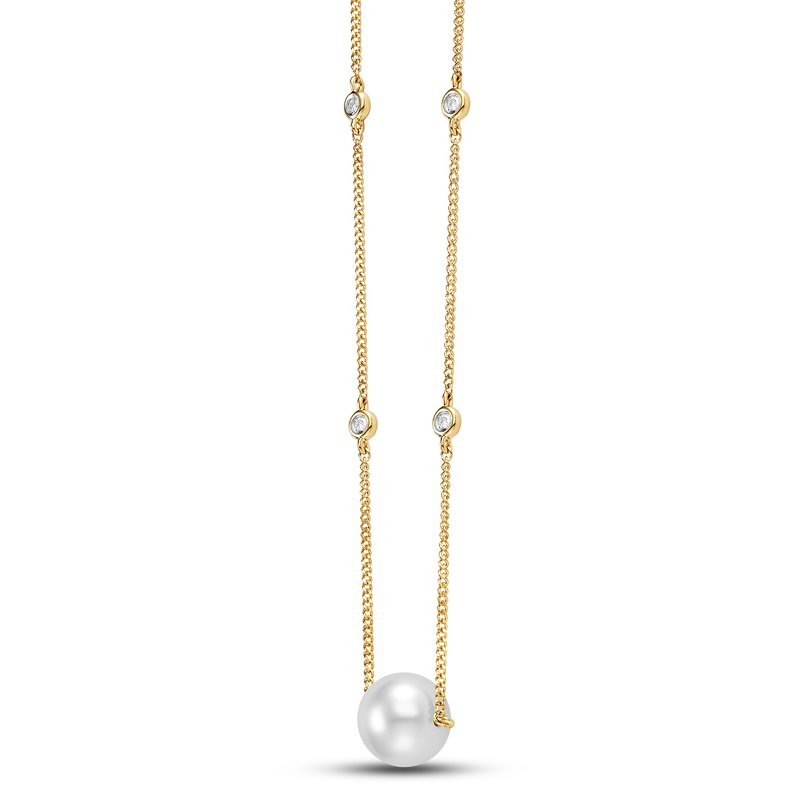 Diamond Bezel Chain & Pearl Necklace