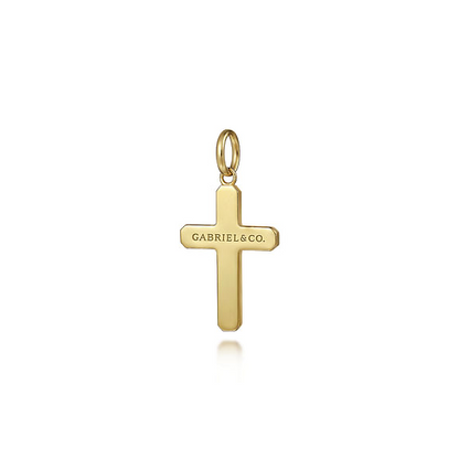 14K Yellow Gold Brushed Finish Cross Pendant