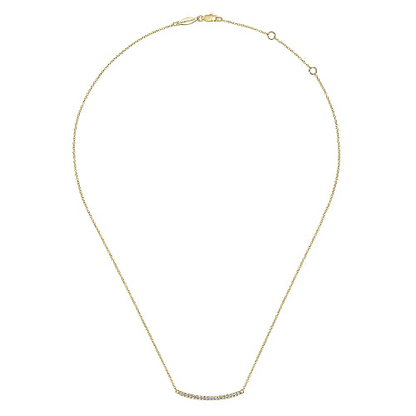 Gabriel & Co | 14K Yellow Gold Diamond Pave Curved Bar Necklace