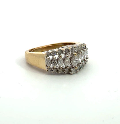 Kirkland Jewelry Estate - 14K Two-Tone Diamond Triple Row Ring (Approx. 1.00 CTW)
