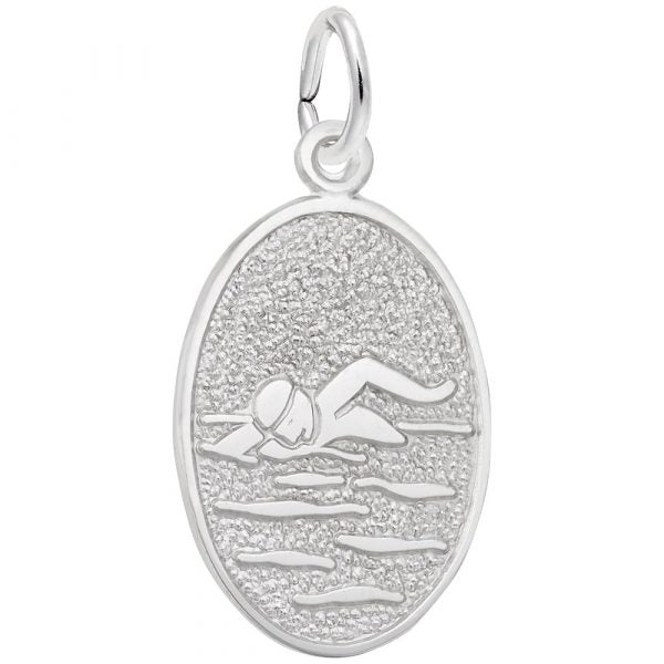 Swimmer Oval Disc Charm