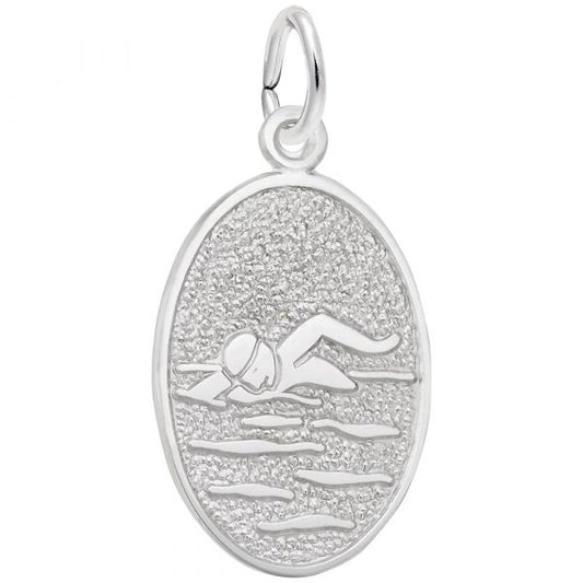 Rembrandt Charms | Swimmer Oval Disc Charm