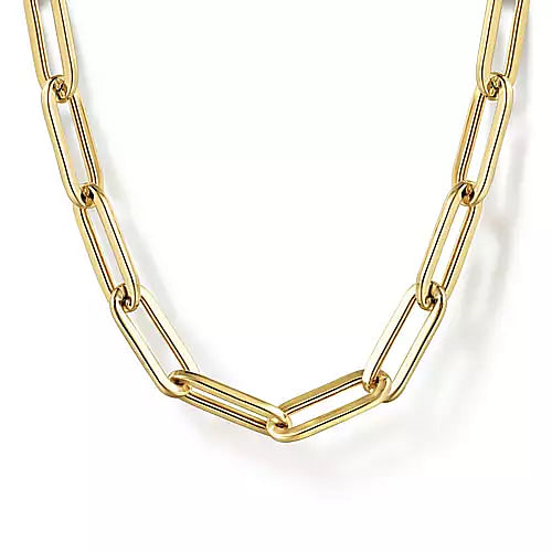 Gabriel & Co | 14K Yellow Gold Hollow Paper Clip Chain Necklace