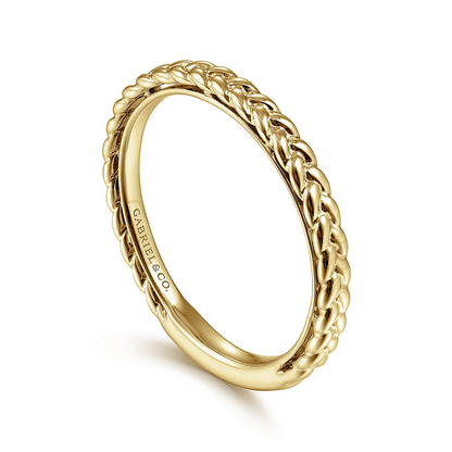 14K Yellow Gold Braided Stackable Ring