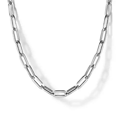 925 Sterling Silver Solid Paper Clip Chain Necklace