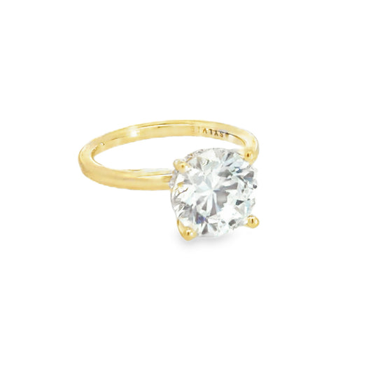 14K Round Diamond Engagement Ring with Accenting Diamonds