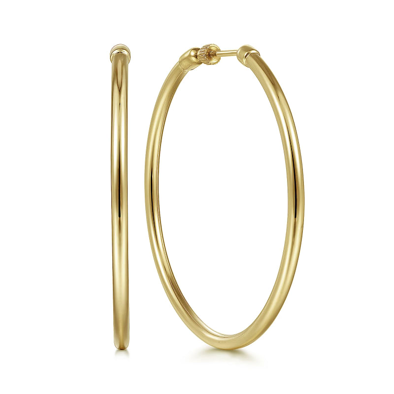 14K Yellow Gold 50mm Round Classic Hoop Earrings