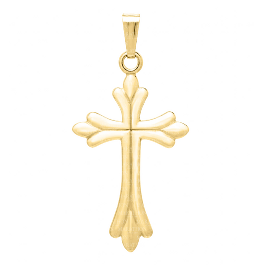 14K Yellow Gold Embossed Cross Necklace