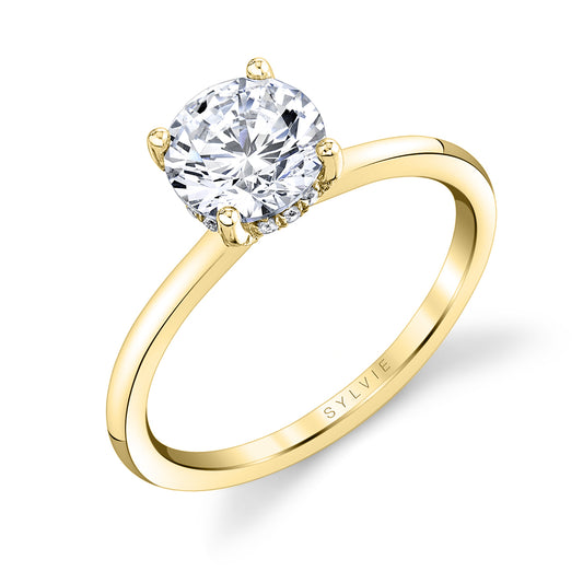 Melany - 14K White-Yellow Gold Hidden Halo Engagement Ring