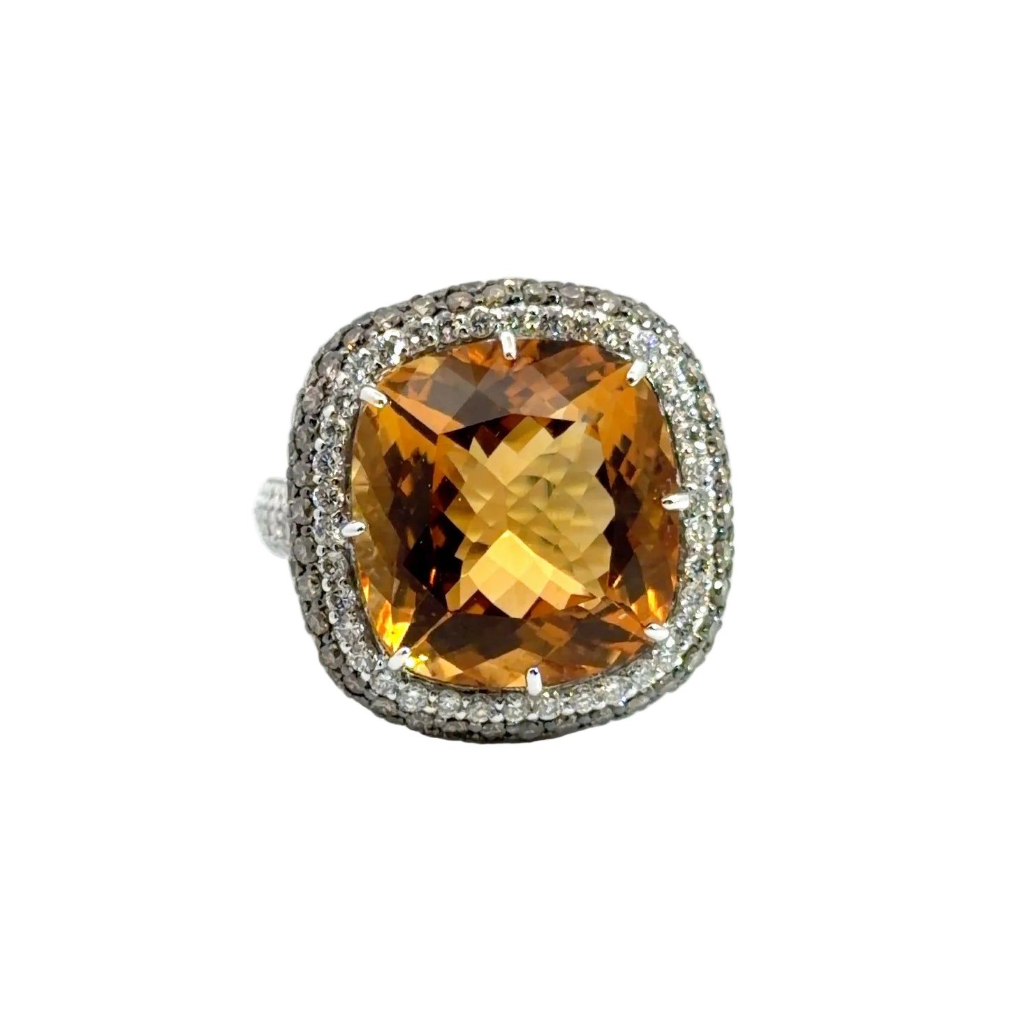 Kirkland Jewelry Estate | 18K White Gold Citrine and Diamond Ring