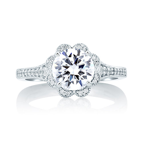A. Jaffe | Deco Floral Halo Engagement Ring