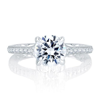 A. Jaffe | Quilted Antique Inspired Look Round Diamond Center Engagement Ring