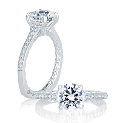 A. Jaffe | Quilted Antique Inspired Look Round Diamond Center Engagement Ring
