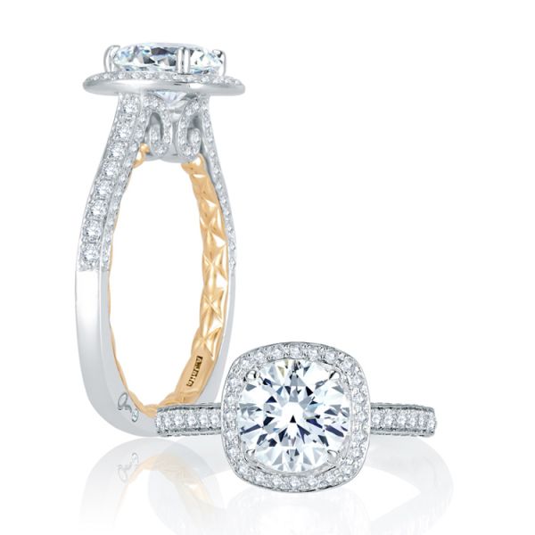 Two-Tone Halo Diamond Quilted Engagement Ring