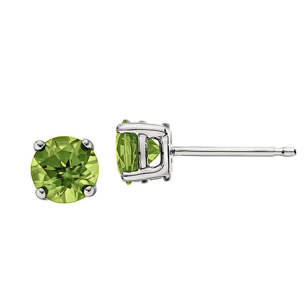 Classic Birthstone Stud Earrings with Peridot