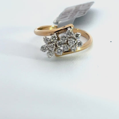 14K Yellow Flower Bypass Style Ring