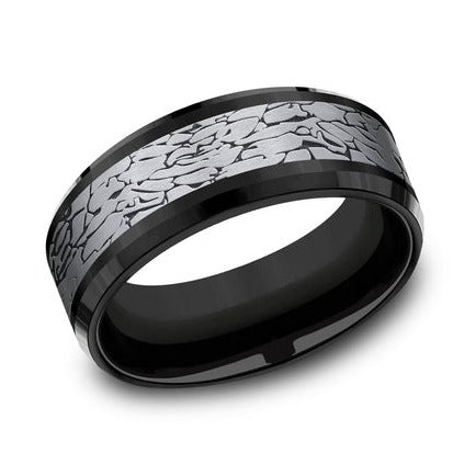 Fractured Rock Center Wedding Band