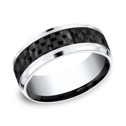 Comfort-Fit Black Carbon Fiber Wedding Band