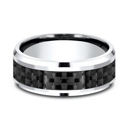 Comfort-Fit Black Carbon Fiber Wedding Band