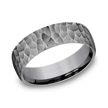 Grey Tantalum Hammered Wedding Band