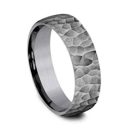 Grey Tantalum Hammered Wedding Band