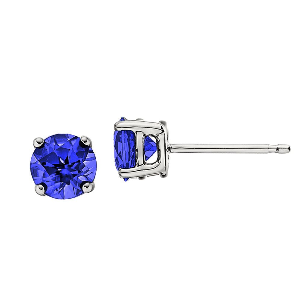 Classic Birthstone Stud Earrings with Sapphires