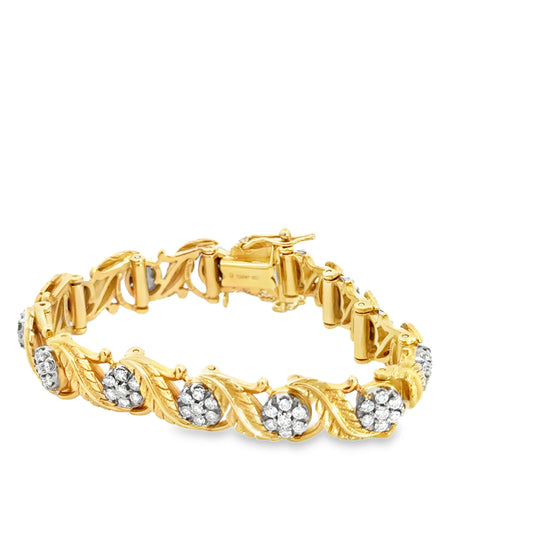 18K Yellow Gold Jabel Diamond Bracelet Estate - 2.34 Carats